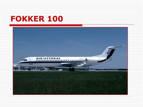 fokker 100 airplane characteristics for airport planning